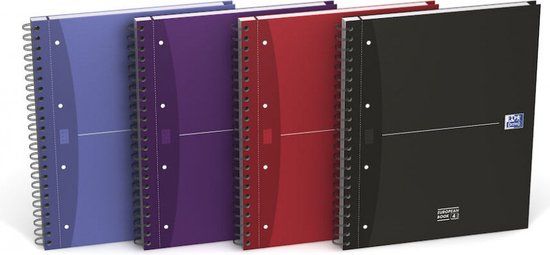 Oxford Essentials Europeanbook A4+ geruit 5mm 4 gaats 120 vel 90g harde kartonnen kaft assorti