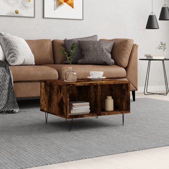vidaXL Salontafel 60x50x36,5 cm Bewerkt Hout Gerookt Eikenkleurig