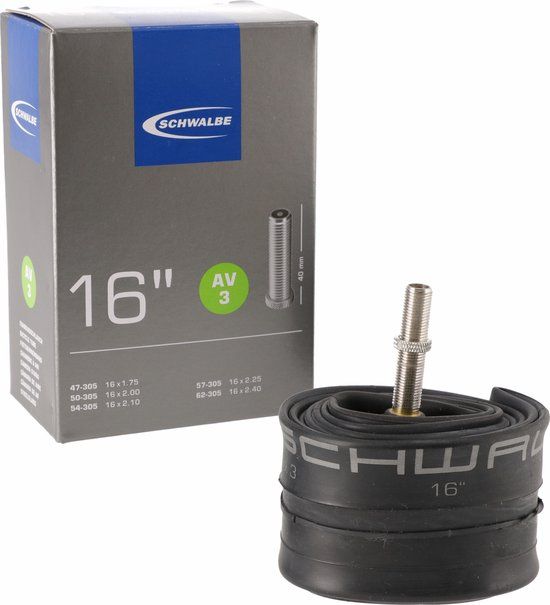 Schwalbe AV3 Binnenband - 16 inch - Auto/Schrader - Zwart
