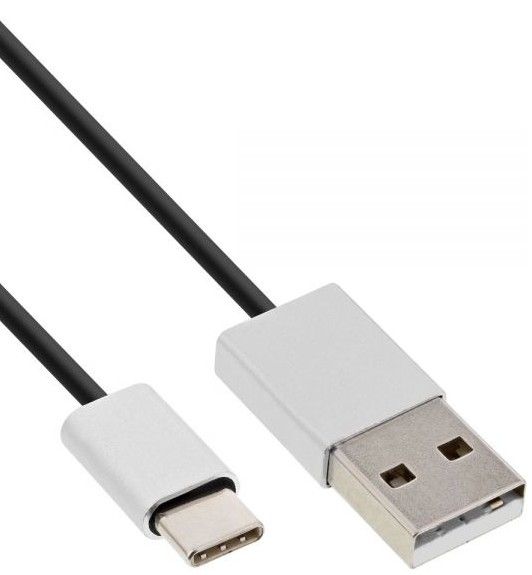 Inline 35832 USB-kabel - 2 m - Zwart, Aluminium