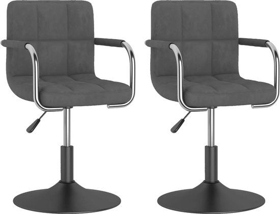 vidaXL Eetkamerstoelen draaibaar 2 stuks fluweel donkergrijs
