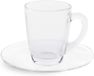 Merkloos Set van 6 Koffiekopjes met Schoteltjes - Glas - Transparant