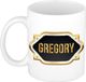 Bellatio Decorations Naam cadeau mok - Gregory - Zwart - 300 ml