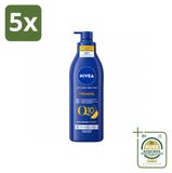 NIVEA 5 x Q10 Verstevigende Bodylotion met Vitamine C voor de droge huid, 400 ml - Voorraadverpakking - 5 stuks