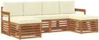 vidaXL - Bank loungeset - 6 zitplaatsen - Natuurlijk en crème - Acacia hout