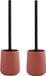 MSV Toiletborstel in houder/wc - 2x - borstel Malmo - keramiek/rvs - terracotta - 39 x 10 cm