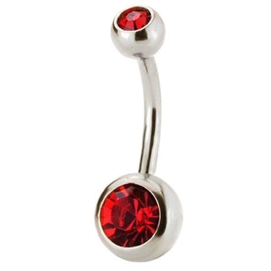 Fako Bijoux® - Navelpiercing - Kristal - Rood - 8719747427507