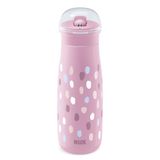 NUK Mini-Me Flip Kinderbeker met rietje, 12+ maanden, 450 ml, drinkfles voor kinderen, lekvrije drinktuit, onbreekbaar, roze paint tabs