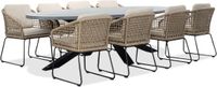 BUITEN living Stockholm/Tulum Sahara Dust dining tuinset 9-delig | betonlook + touw | 280cm ovaal | 8 personen