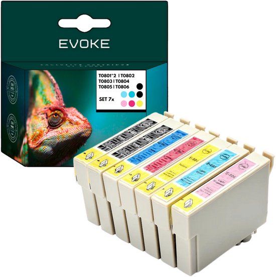 Evoke Set van 7 Epson 801 XL printer inktpatronen