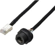 Tru Components RJ45-bus voor montage aan de achterkant met draad IP67 (schroefdraad), kabel CAT5e, 0,5 m