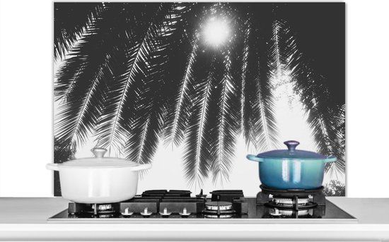 KitchenYeah Keuken Spatscherm 100x65 cm - Palmbladeren - Aluminium