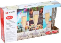 alpina Champagneglazen met Kristaleffect 6 stuks – Herbruikbare Champagneglazen Kunststof – Feestglazen 200 ml voor Buiten en Binnen – Kristallook – Transparant