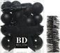 Decoris Shoppartners Bv Kerstballen 5-6-8 cm 35x stuks met ster piek en slingers zwart - kunststof