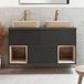 Hudson Reed Meuble sous lavabo suspendu - Gris noir - Avec vasques rectangulaire beige - Design moderne - 120 cm - Sans LED - Hoxton