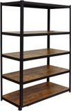 Merkloos Relaxdays Stellingkast - 500 kg - 200x120x60 cm - Industrieel - Zwart/Bruin