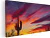 Artaza Canvas Schilderij Cactus bij Oranje Zonsondergang - 100x50 cm - Canvas Print