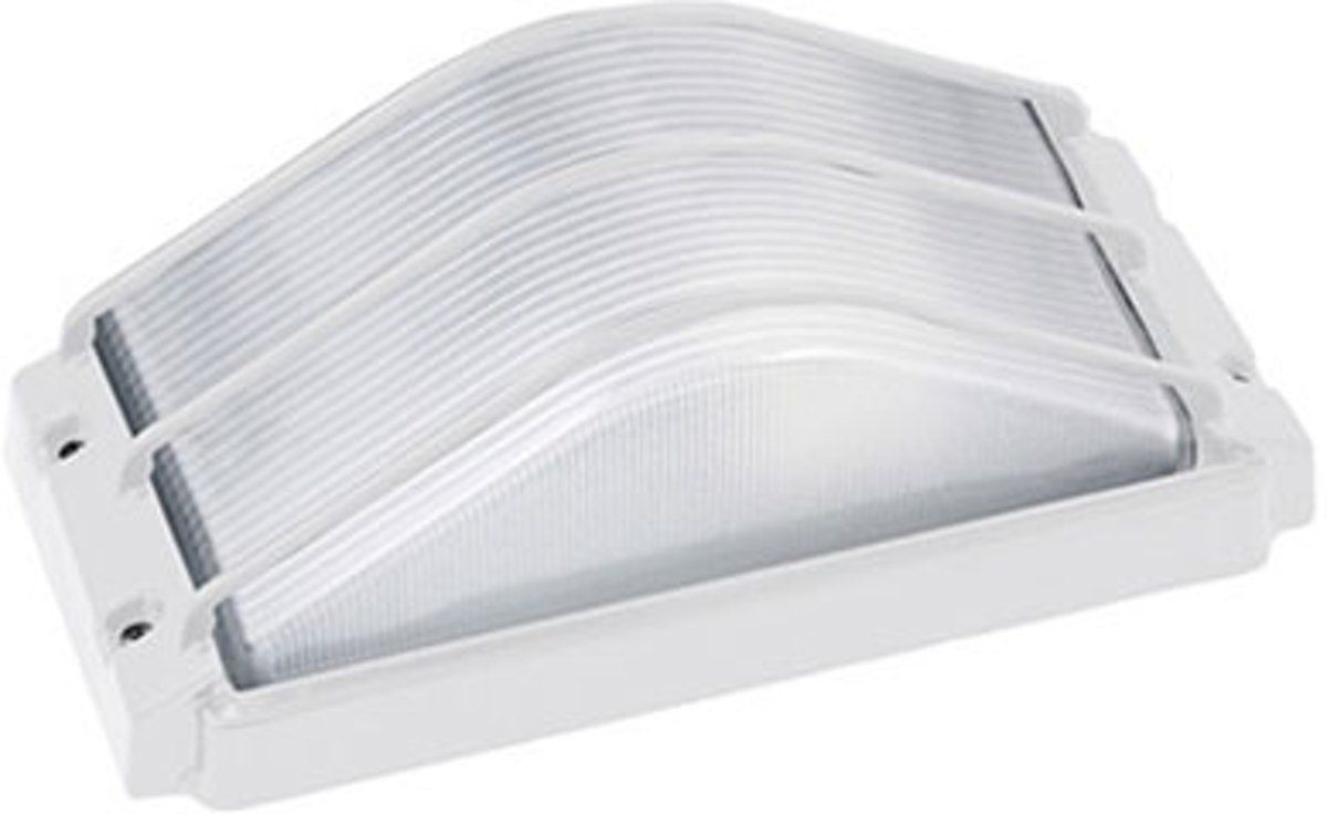 Bse Tuinverlichting / Buitenverlichting / Buitenlamp / Wandlamp Vierkant/Ovaal Mat Wit 26.5x13cm Modern Aluminium/Glas E27 IP54
