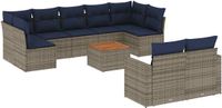 vidaXL Loungeset met kussens, polyrattan, grijs