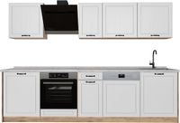 Vicco Complete keukeneenheid R-Line, Wit landelijk/Goudkleurig Eiken, 280 cm marmer werkblad