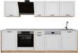 Vicco Complete keukeneenheid R-Line, Wit landelijk/Goudkleurig Eiken, 280 cm marmer werkblad