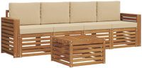 vidaXL - Bank loungeset - 5-delig - Natuurlijk en Beige - Massief Acacia Hout