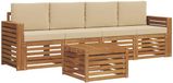 vidaXL - Salon d'angle - 5 pièces - Naturel et Beige - Acacia massif