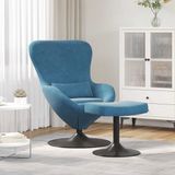 vidaXL Egg Chair with Footstool Blue Velvet