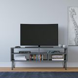 Hanah Home Stijlvol antraciet tv-standaard, 120 cm x 25 cm x 46,6 cm, 100% melamine gecoat particle board, 18 mm dik, wandbevestiging met meerdere planken