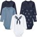 LUPILU Body bébé, pur coton bio, 5 pièces. (Marine/blanc/bleu, 62-68)