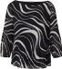 s.Oliver Chemisier Noir Manches Longues Col Rond Coupe Droite Polyester Imprimé Taille 36
