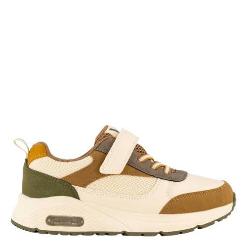 Vty chunky imitatieleren sneakers - beige/oker/groen