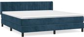 vidaXL Boxspring met matras fluweel donkerblauw 180x200 cm