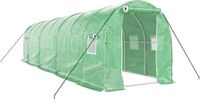 vidaXL Serre avec cadre en acier, vert, 16 m², 8x2x2 mètres