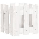 VidaXL Plantenbak met hekontwerp 30x30x30 cm massief grenenhout wit