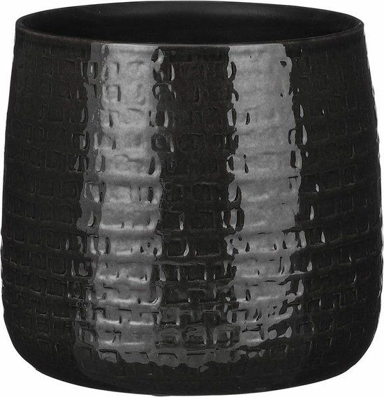 Mica Decorations Keramische Plantenpot - Zwart - D24/H21 cm