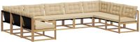vidaXL Bank loungeset 9 zitplaatsen Acaciahout Wit en Beige