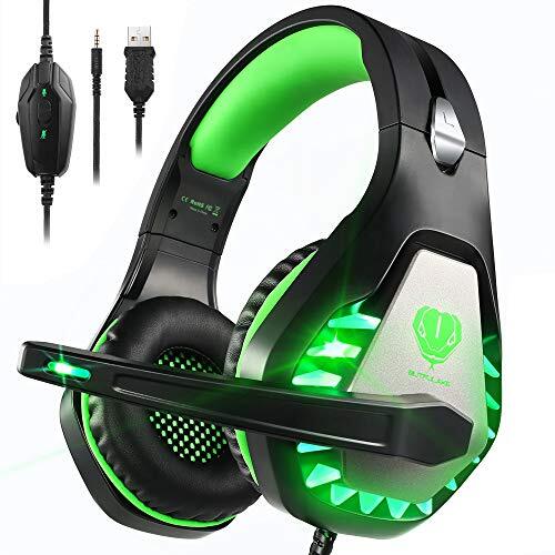 Pacrate Gaming Headset voor PS4 Xbox One PC Hoofdtelefoon met Microfoon 3.5 mm Noise Cancelling LED Licht Compatibel met Nintendo Switch Games Laptop Mac