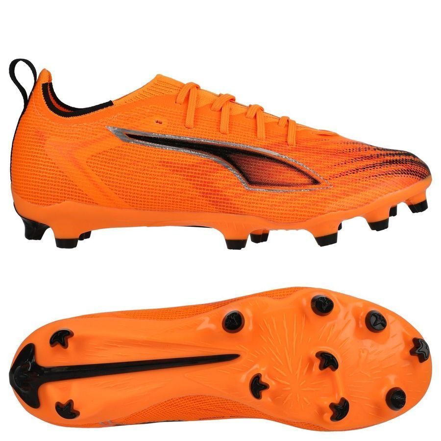 PUMA Ultra 6 Pro Fg/Ag Jr voetbalschoen voor kinderen, uniseks, Heat Fire PUMA Zwart Gloeiend Rood, 5 UK