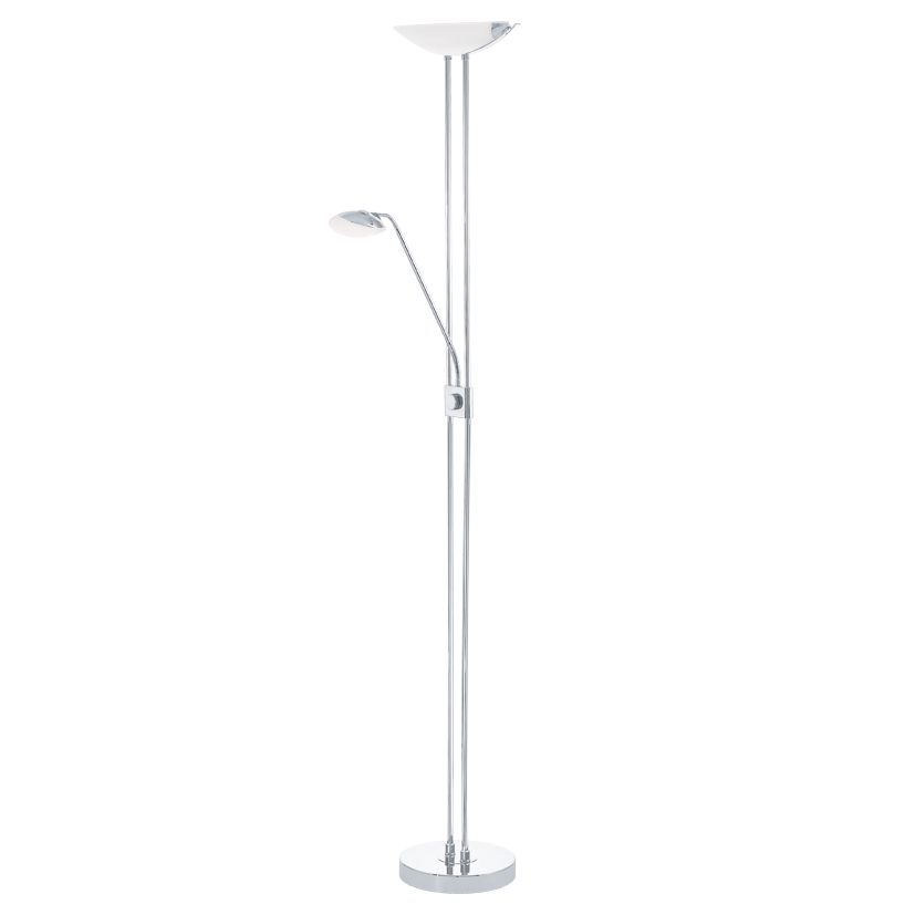 EGLO Baya LED Floor Lamp - Chrome/White - Dimmable - 180cm