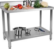 Royal Catering RVS Werktafel - 120 x 70 cm - 250 kg - Achterwand