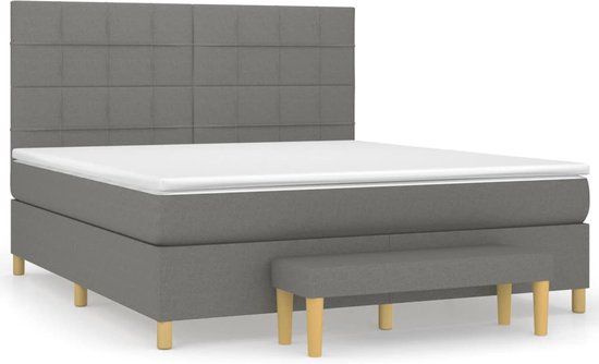 vidaXL Boxspring Bed - 160x200 cm - Donkergrijs - Stof