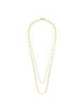 Lucardi Dames Gerecycled stalen goldplated dubbele ketting - Ketting - Staal - Goudkleurig - 55 cm