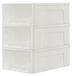 Cetomo 30L x 3 tiroirs de rangement en plastique, organisateurs de bureau, organisateur de tiroirs, boîte de rangement, tour empilable pour bureau, chambre, dortoir, cosmétiques, PP durable, sans BPA, blanc et transparent, lot de 3 30L