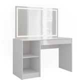 Vicco Sherry Kaptafel met licht – 119.8 cm met LED-spiegel Wit/wit hoogglans