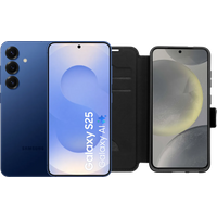 Samsung Galaxy S25 256GB Donkerblauw 5G + BlueBuilt Book Case Zwart