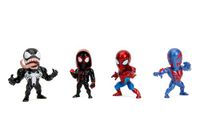 Jada Toys Marvel Spider-Man-Figuren: Spider-Man, Venom, Miles Morales, 2099 - 4 Metalen Verzamelfiguren, 6 cm