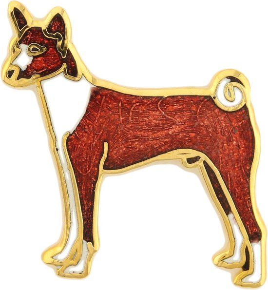 Behave® Pin Broche Hond Rood Wit Emaille 2,5 cm - Unisex - Sierpin
