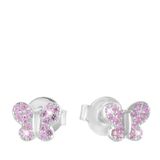 Lucardi Meisjes Oorknop met plating - Dier - Zirkonia - Cadeau - Echt Zilver - Zilverkleurig