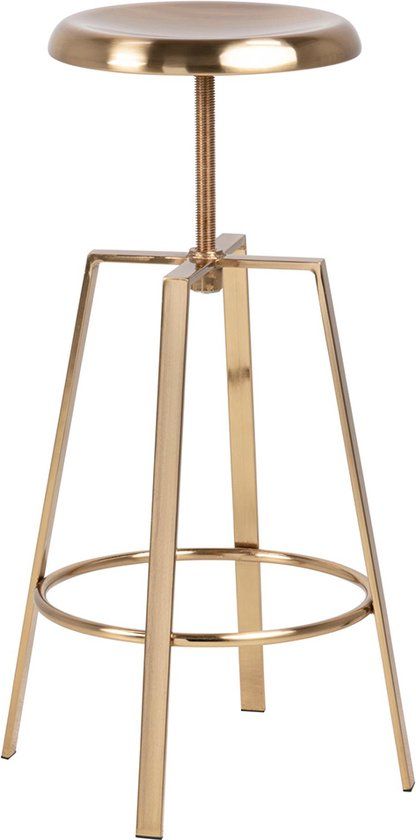 Barkruk Ugo Goud - Metaal - Goud - 67-87 cm